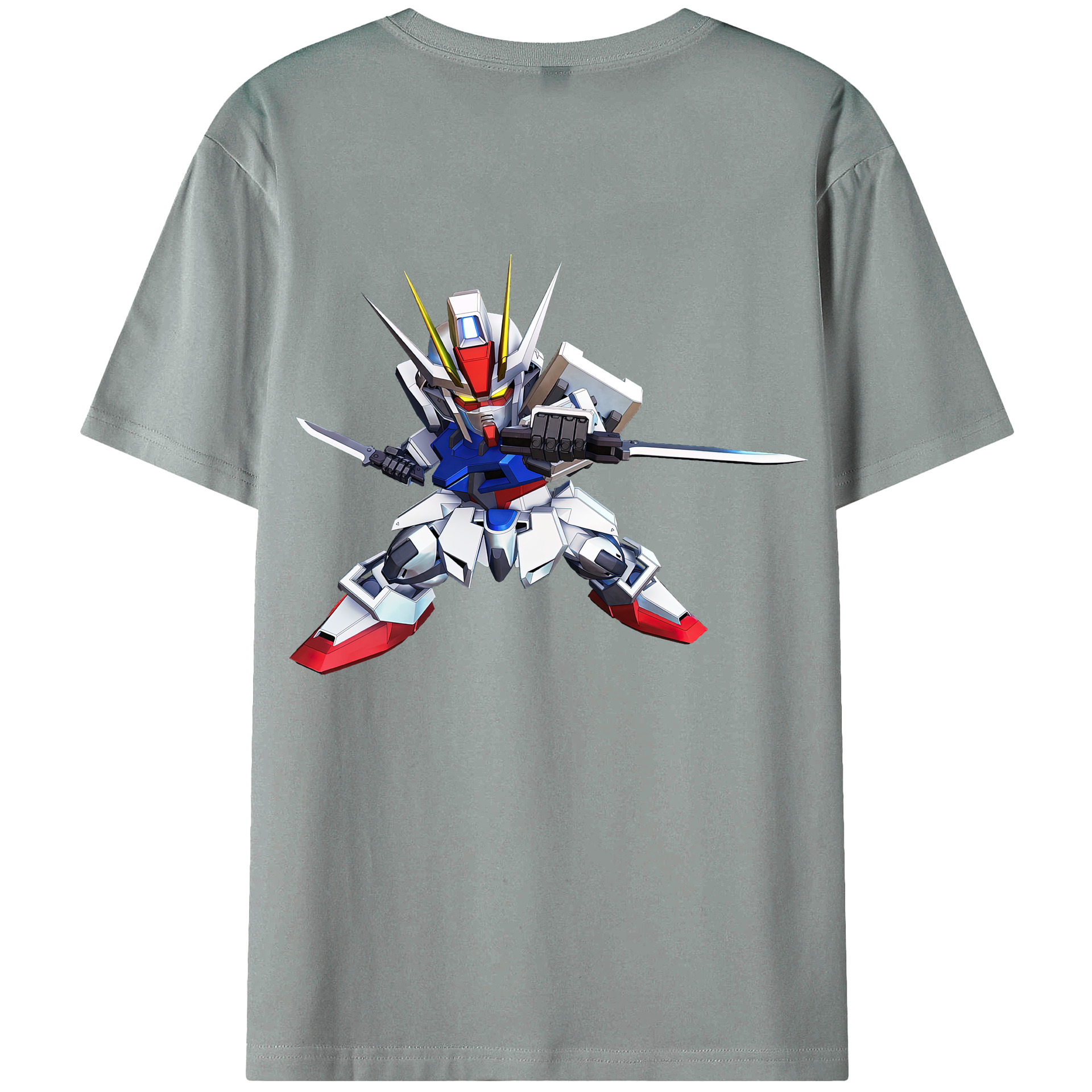 （画像用） 機動戦士ガンダム Mobile Suit Gundam 綿100％ メンズ半袖Tシャツ（バックプリント） 通気性